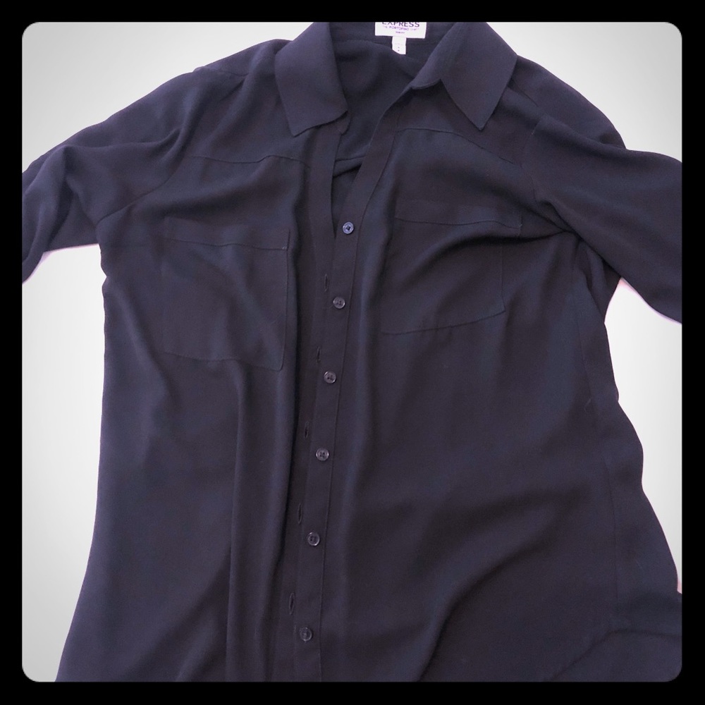 Classic black button down blouse